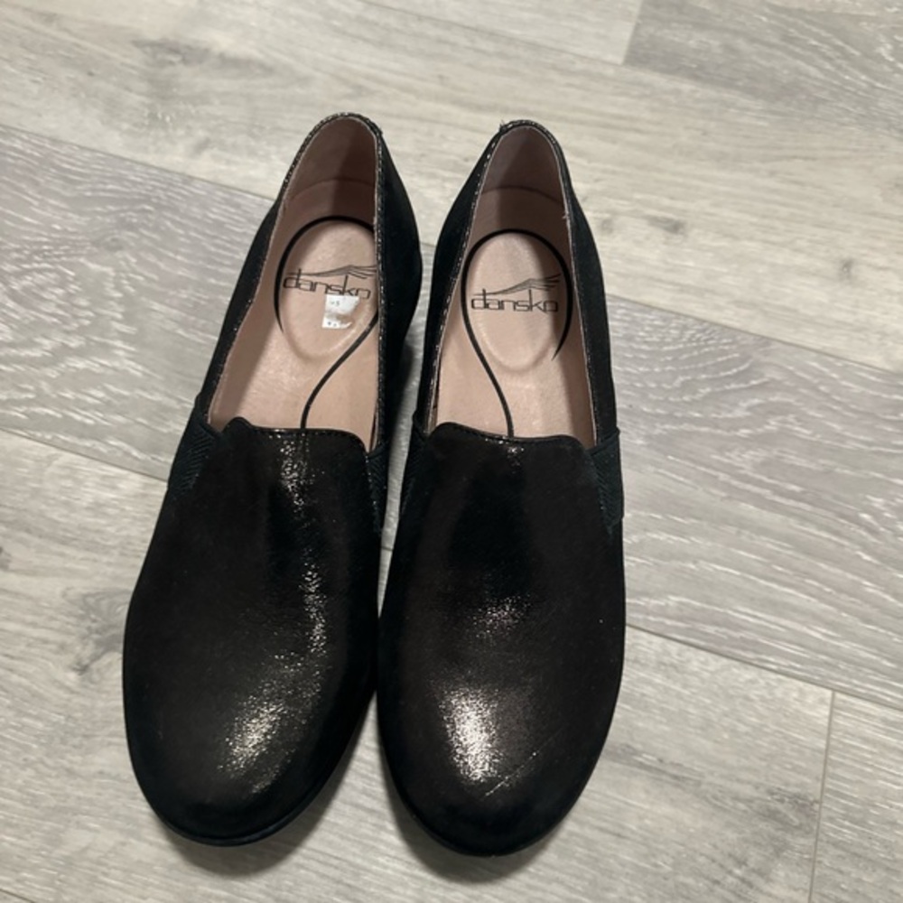 Dansko Shimmering Black Loafers for Women